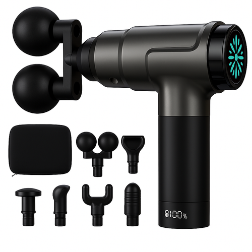 Double Head Massage Gun for Deep Tissue | Percussion Muscle Massager with 8 Heads | Rechargeable Pain Relief Therapy for Body & Fitness